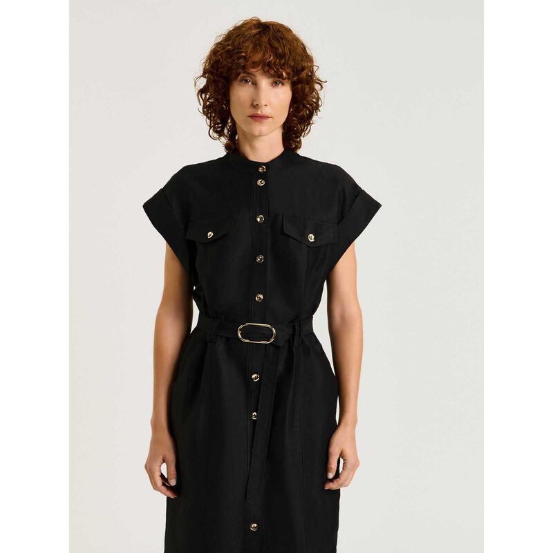 Veronika Maine Linen Viscose Blend Utility Midi Dress image number 7